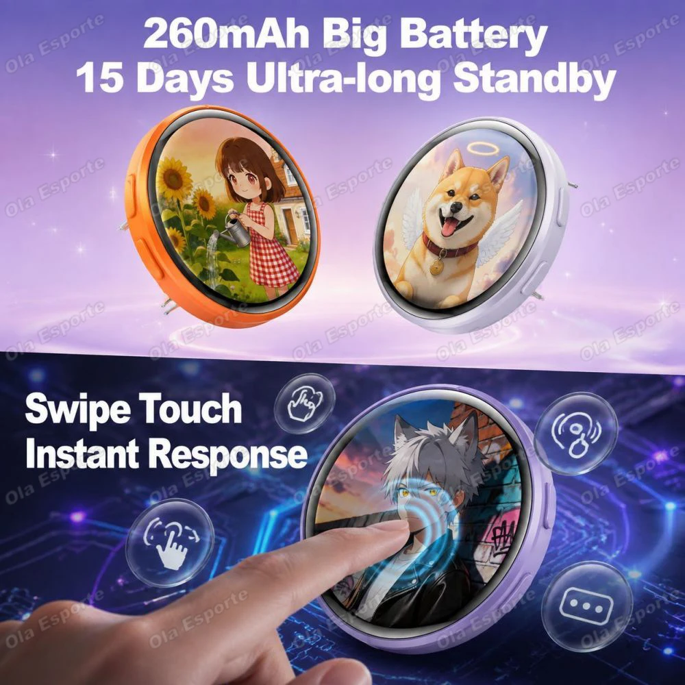Smart Dynamic Electronic Badges Digital LED Animes Pin With Touch Control 1.50inch For Uploading Photos GIFs DIY Gift For Fan M3