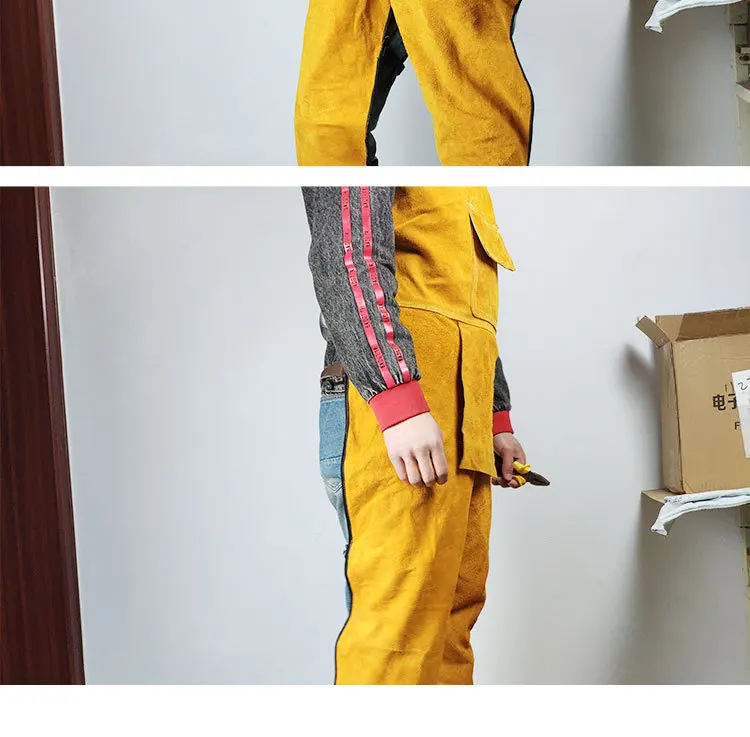 Cowhide Welder Apron Heat Insulation Protective Overalls Wear-Resistant Fire-Proof Safety Heavy Duty Leather Welding Apron Suits