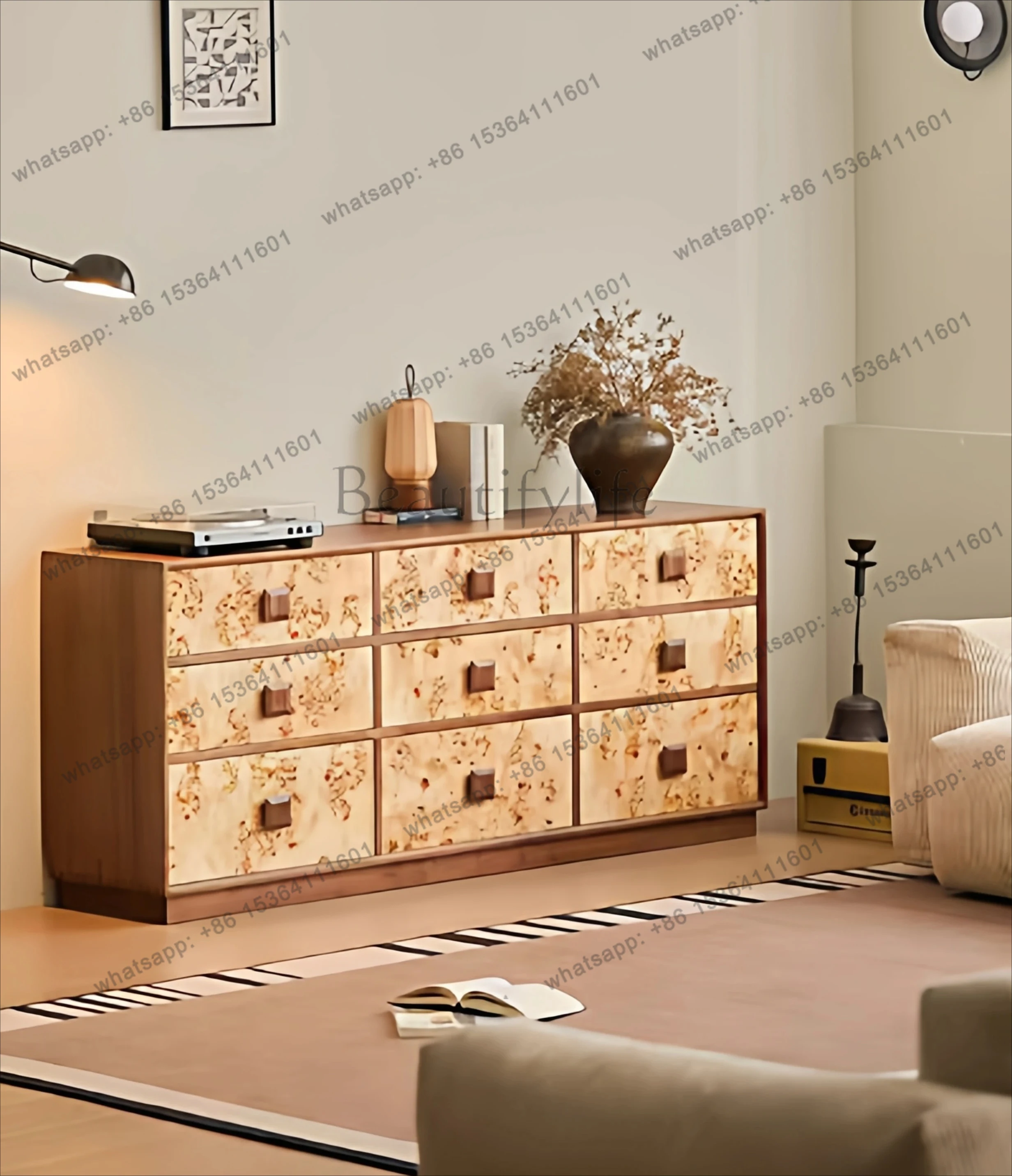 

Medieval retro solid wood, storage chest, creative, artistic dining side, bedroom storage cabinet