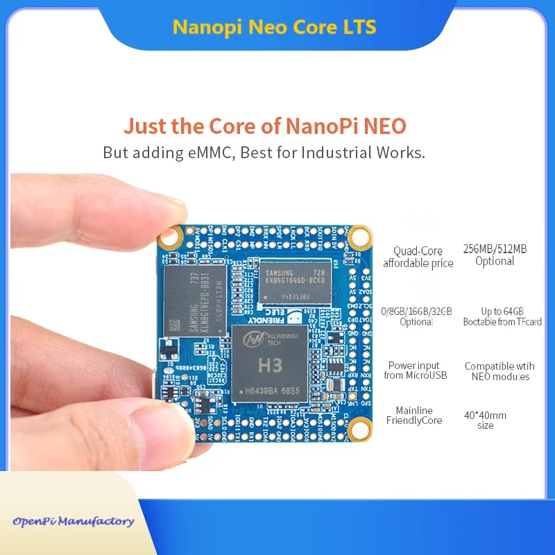 

OpenPi Nanopi Neo Core LTS(512MB DDR RAM & 8GB eMMC)Allwinner H3 Quad Cortex-A7,1.2GHz,OpenWRT,Ubuntu Linux Armbian DietPi Kali