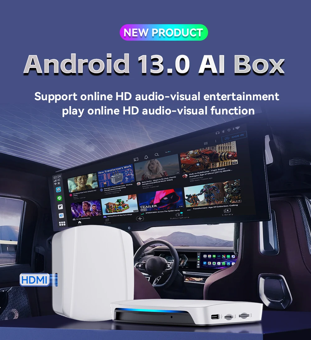 Tbox Uhd Android 13 8+128 Carplay Ai Box USB-C Porta HD Adattatore Carplay cablato a wireless App Android Magic Carplay Box