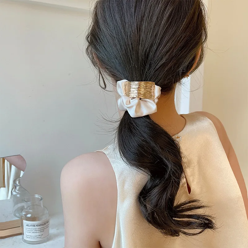 Metal Large Scrunchies Hair Ring Elegant Hairband Women\'s Colored Tie Hair Rope Headwear Versatile Headrope Hair Accessorie