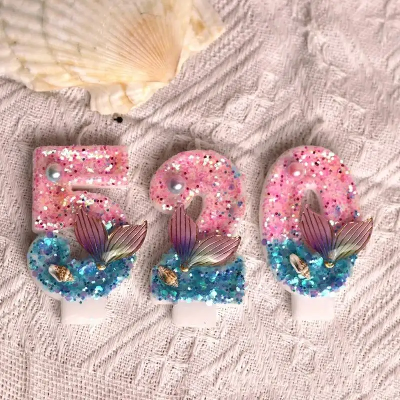 Girls Birthday Cake Number With Ocean Theme Mermaids Design Paraffins Wax