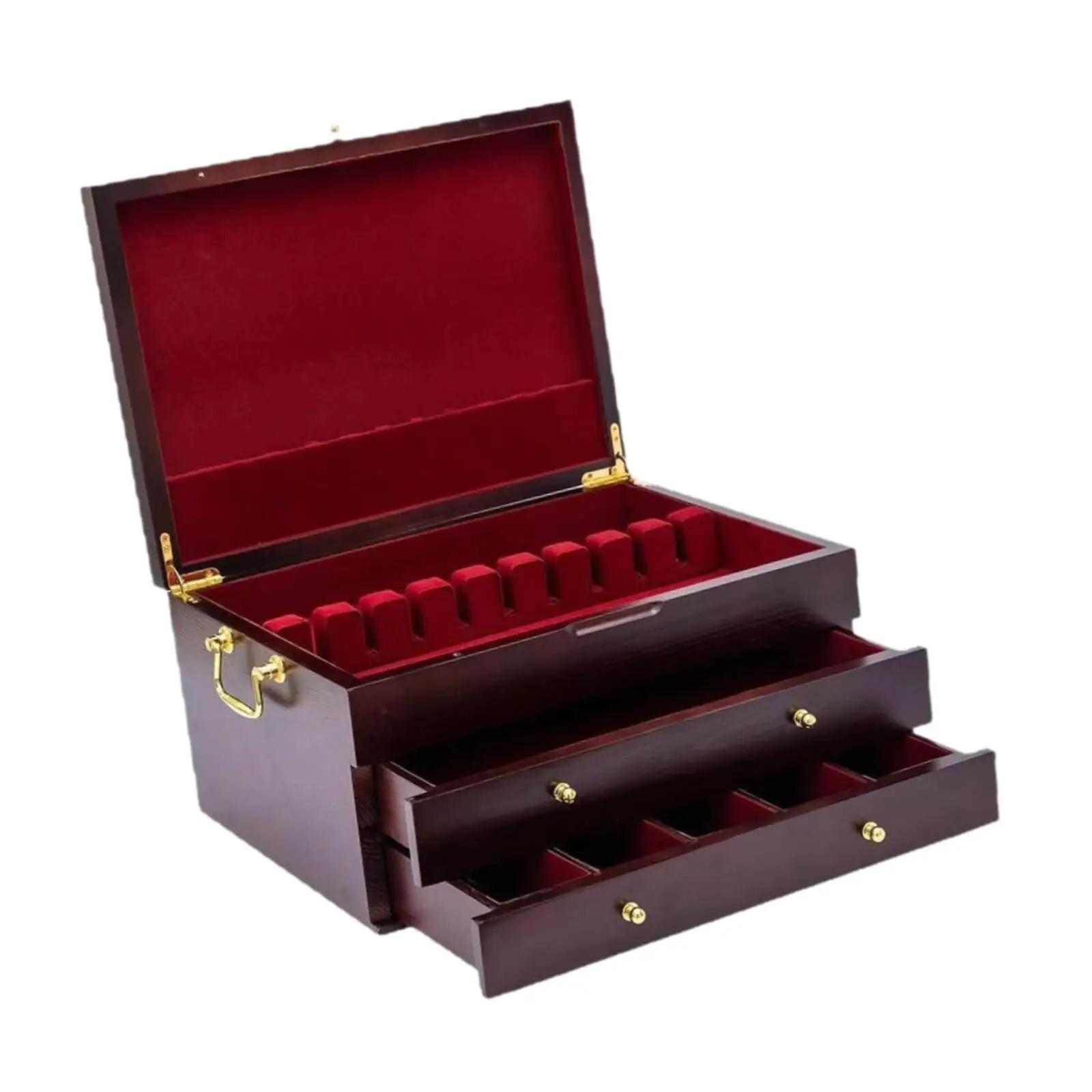 Flatware Chest Three Layer Silverware Storage Organizer Box Decorative Cutlery Holder for Tableware Storage