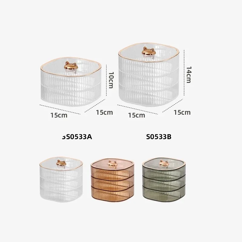 Double-layer Fruit Box with Cover Dried Fruit Plate Melon Seed Plate Divided Dry Fruit Box Nut box Snack Compartment Storage Box
