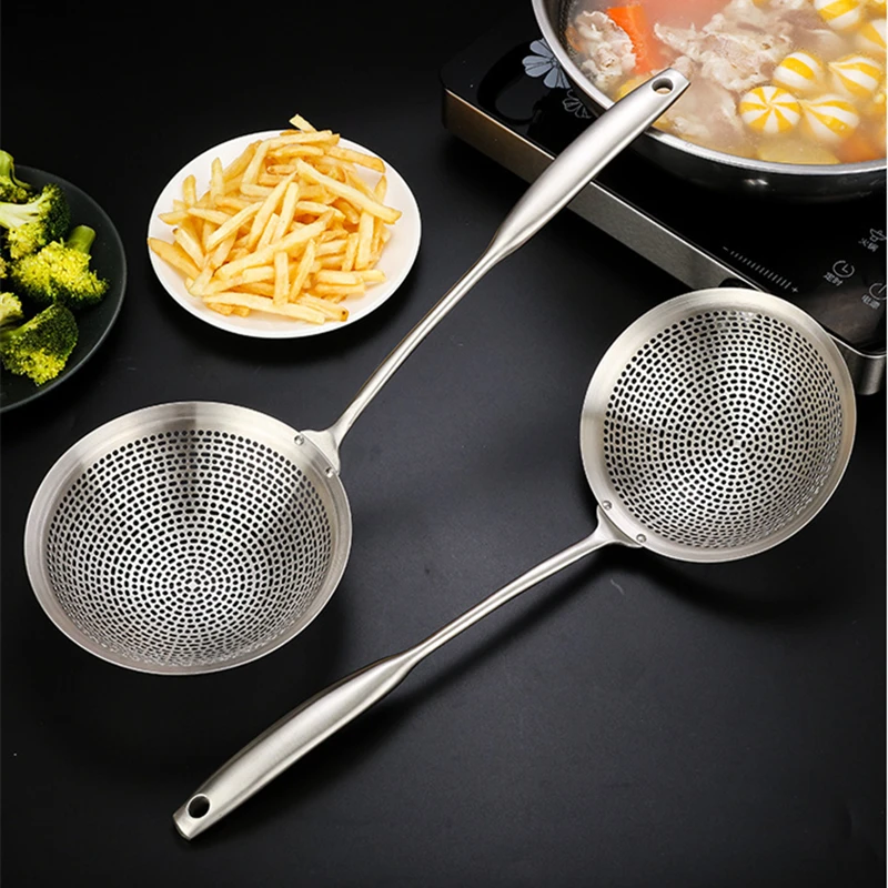 304 Stainless Steel Large Colander Skimmer Dumplings Sieve Spoons Noodle Strainer Cooking Filter Tools Kitchen Utensils