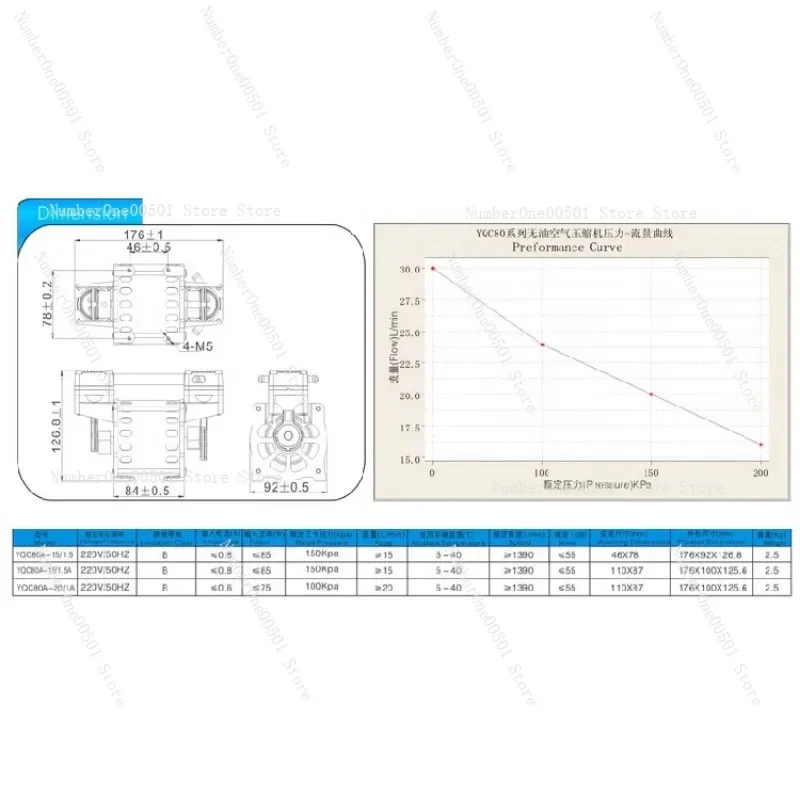 All-metal oil-free vacuum pump JQ-35, double-head piston pump 35L/min, 16.7L CEMS sampling pump