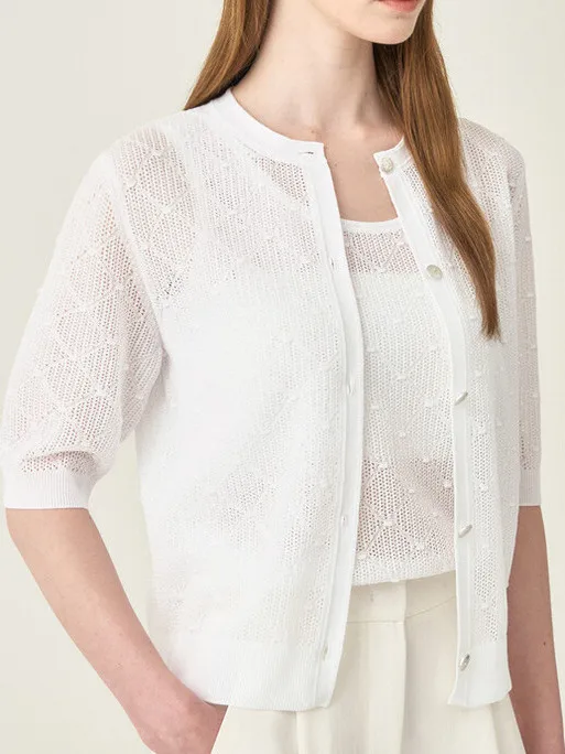 

Корейский однолинейный RHMY25, летний хит, простой круглый универсальный вязаный кардиган с вырезами, женский открытый кардиган ort Sve