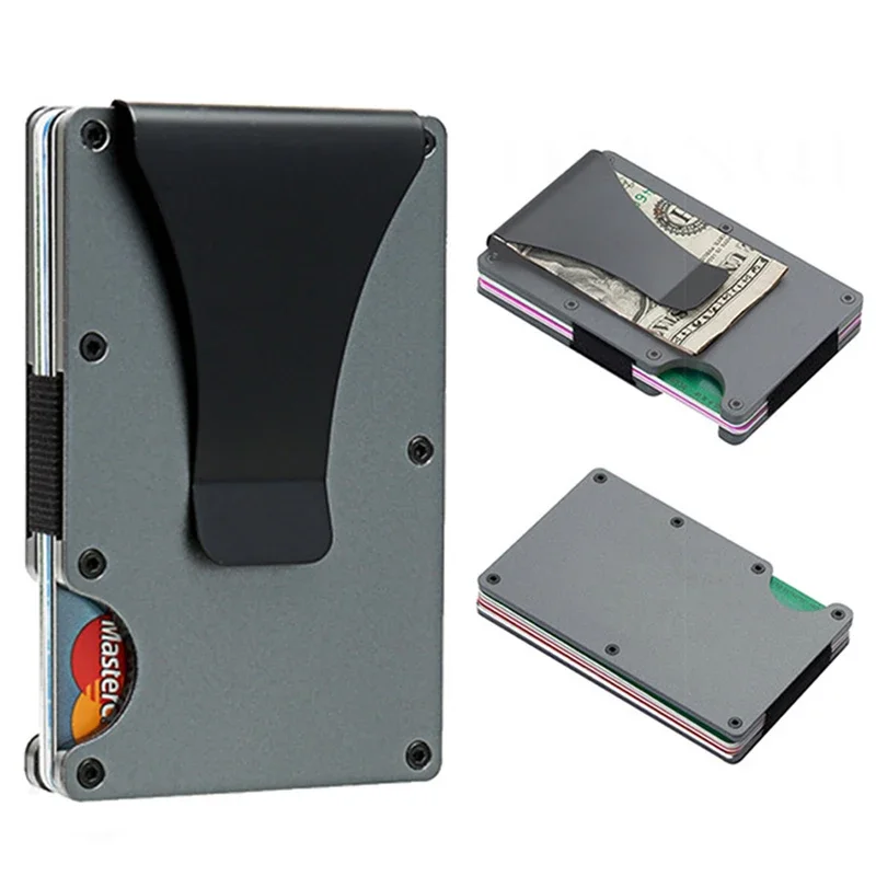 Men's Multi-functional Card Holder Anti Magnetic Metal Aluminum Card Case Anti-theft RFID Credit Wallet Bag Cash Bank Package