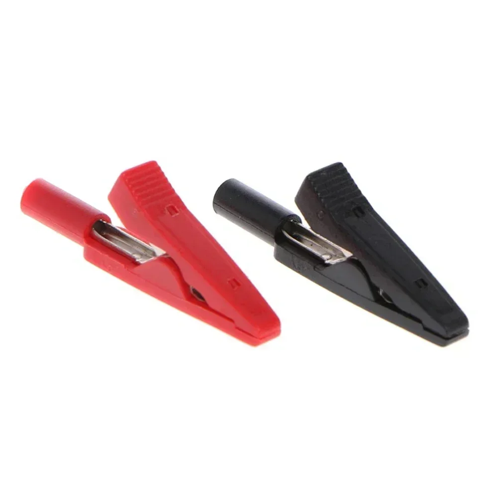 2Pcs Insulated Clip Kit 2mm Banana Female Adapter Meter Test Black+Red Clips 10A/30V AC-60V DC Electrical Project Tool