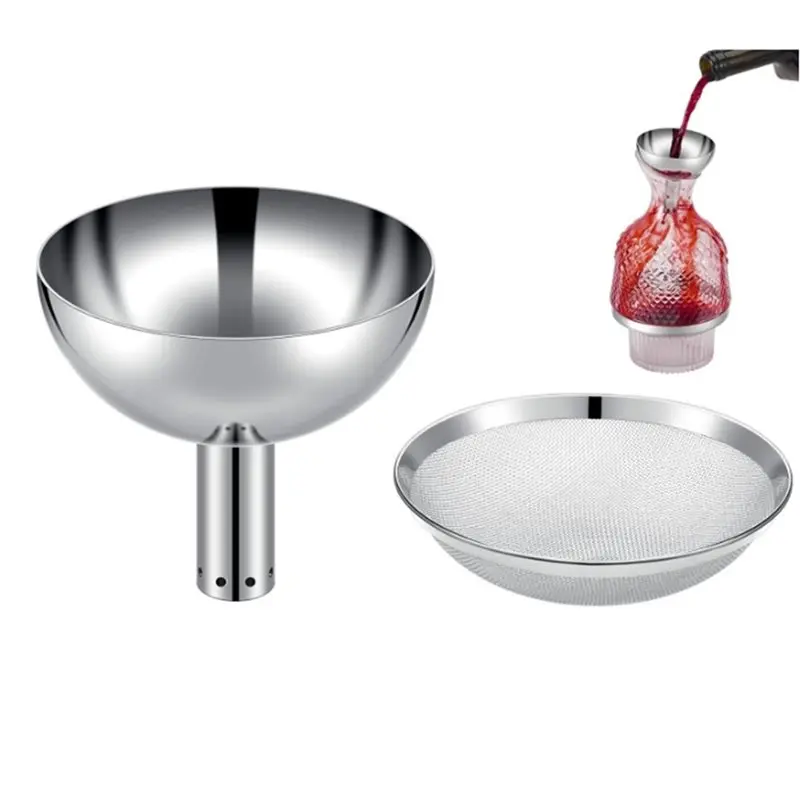 

AB33-For Wine Lover Gift-Aerating Decanter Funnel With For Wine Aerator Shower Funnel, Mesh Sediment Strainer Stainless Steel