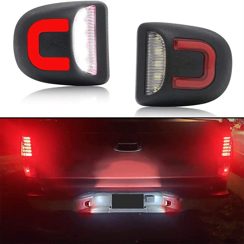 

2PCS Red Tube LED White License Plate Lights For Chevrolet Silverado Chevy Avalanche 1500 Tahoe GMC Sierra 2500 Yukon Cadill