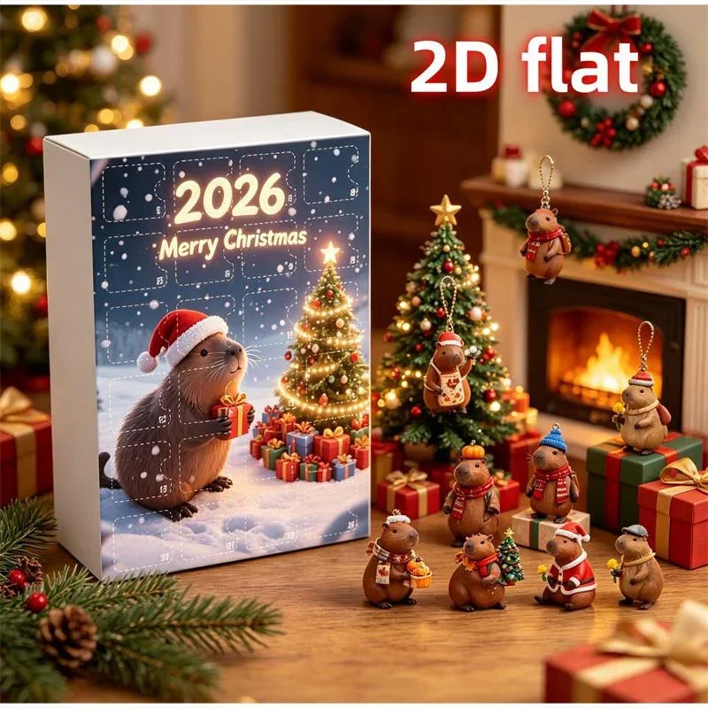 Acryl-Anhänger Weihnachtsbaumschmuck Weihnachtsdekoration Geschenk Capybara Weihnachts-Adventskalender 24-Tage-Countdown-Kalender 2D – Detail 1