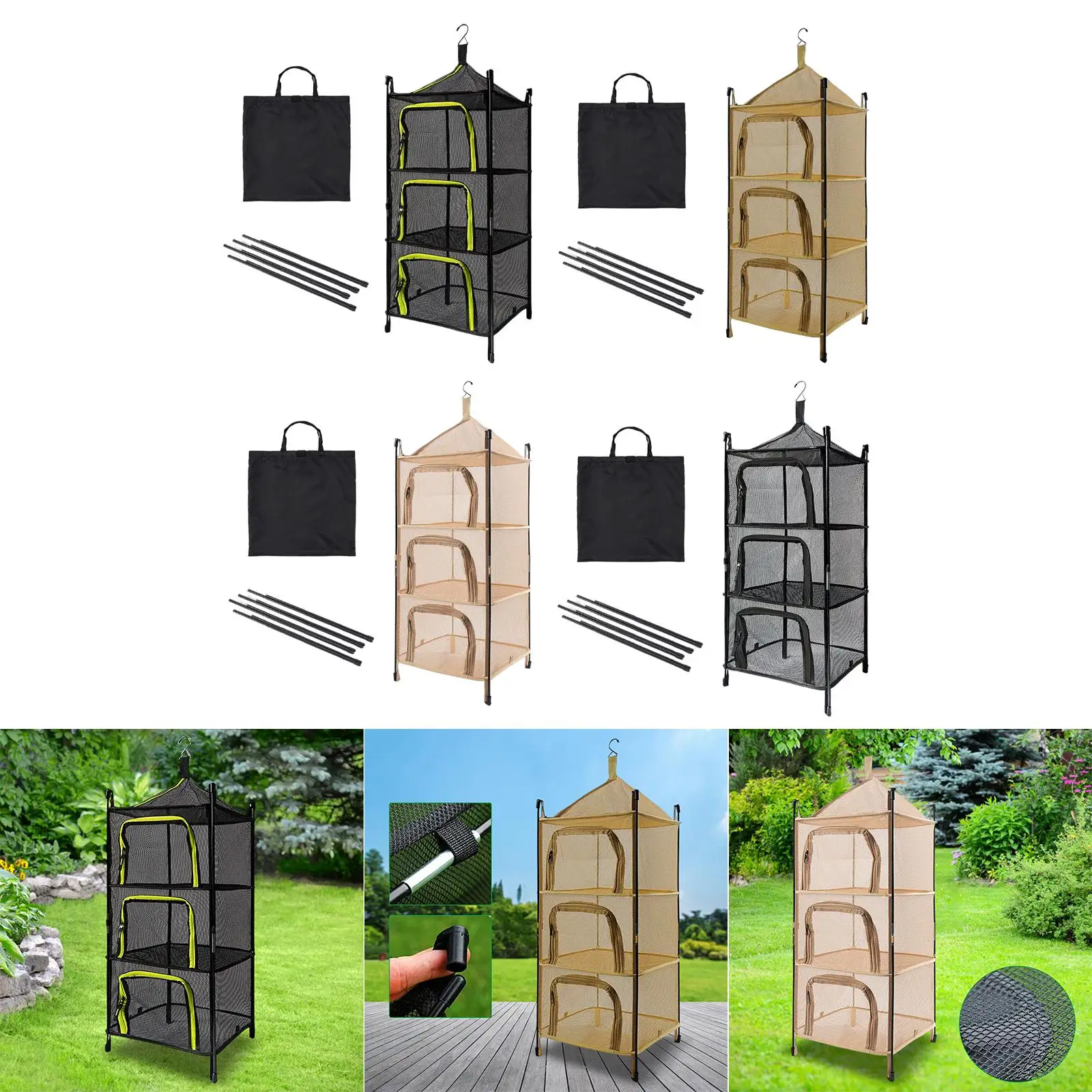شماعة شبكية متعددة الأغراض مكونة من 4 طبقات قابلة للطي لتجفيف الملابس النباتية وخفيفة الوزن بشكل فعال