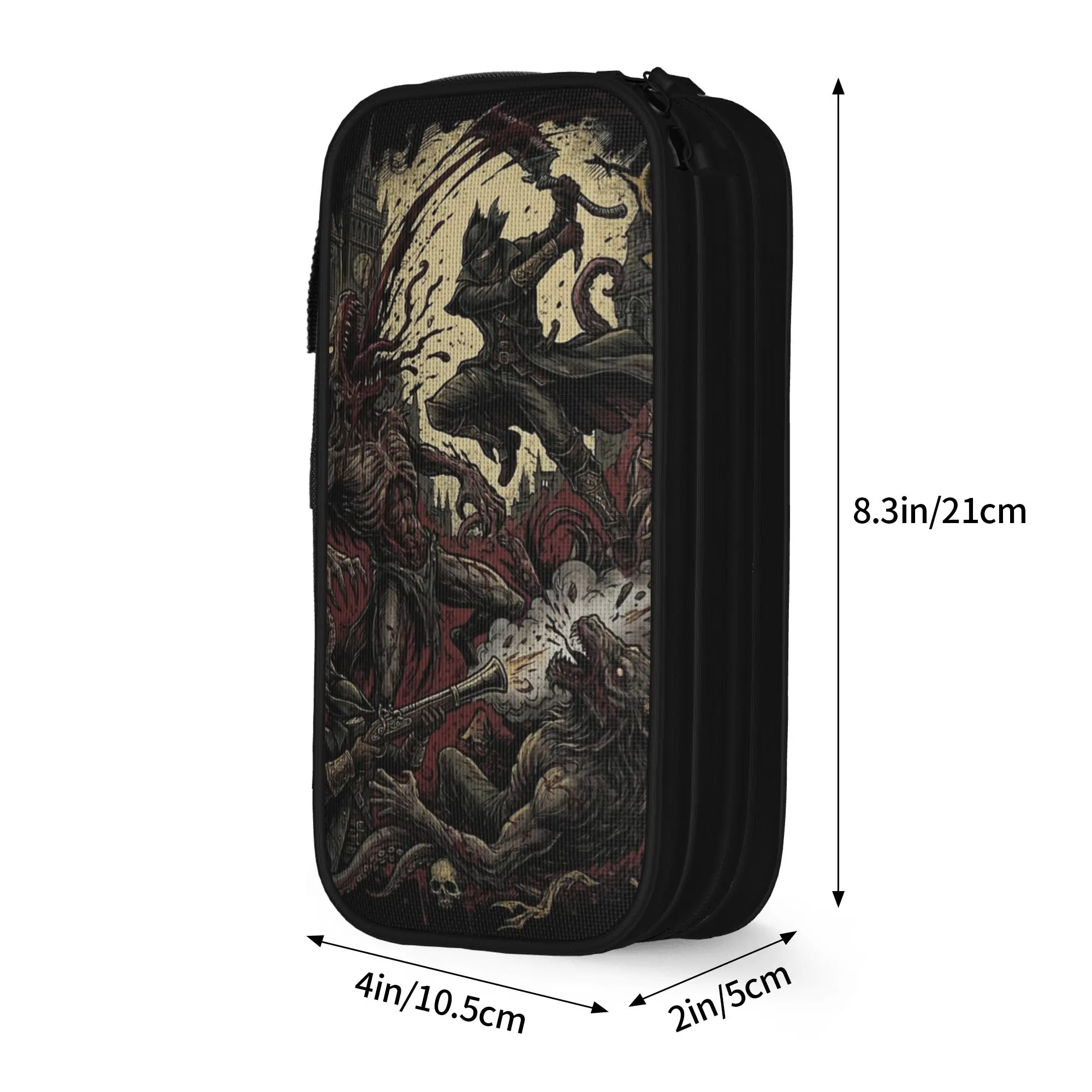 Bloodbornes Darks Souls Game Pencil Case New  Pen Box Bag Student Large Storage Students School Zipper Pencilcases