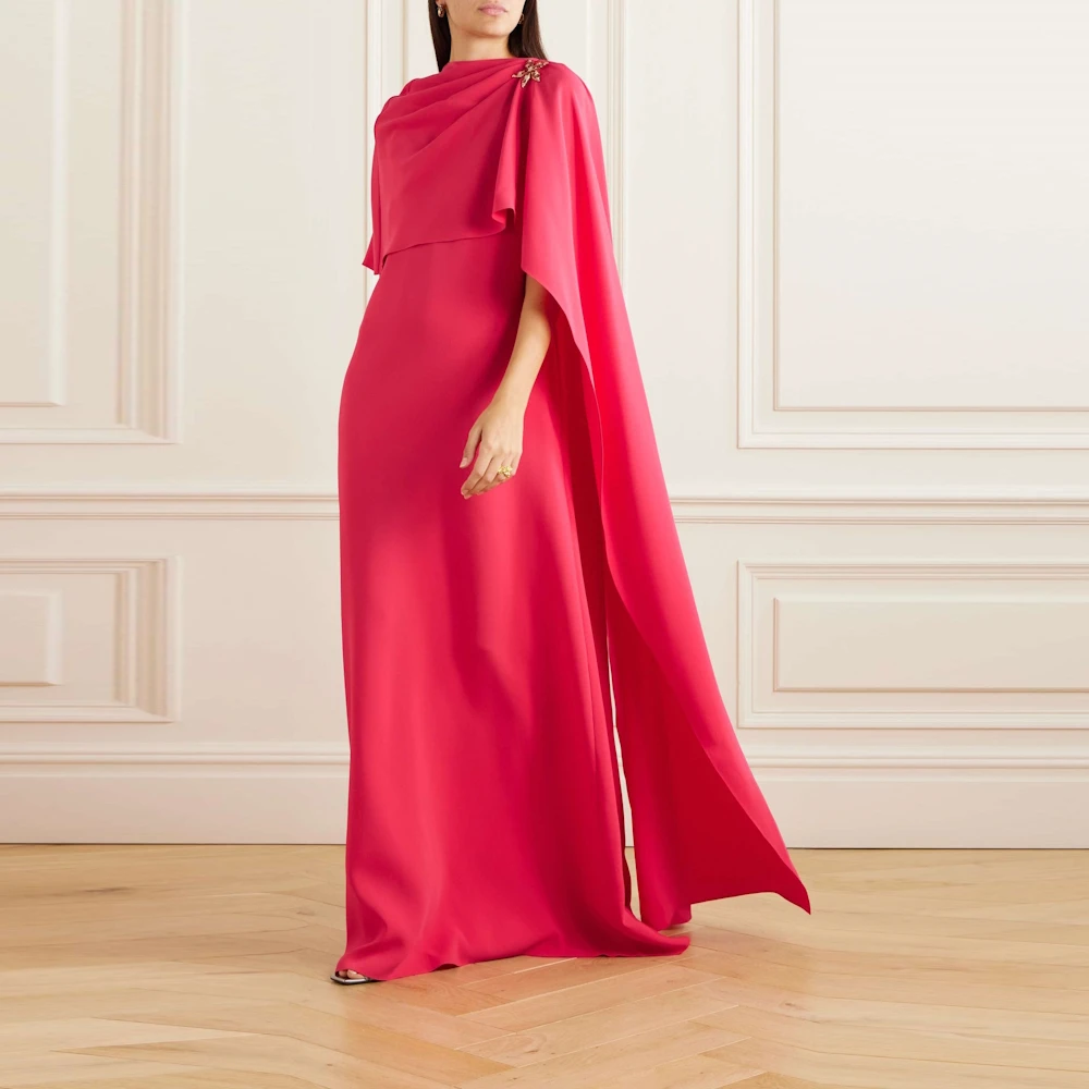 

Rosella Women Red Fashion A-line Cape Sleeves Special Events Dress Floor Length Formal Occsion with Shawl Evening Dress New 2023