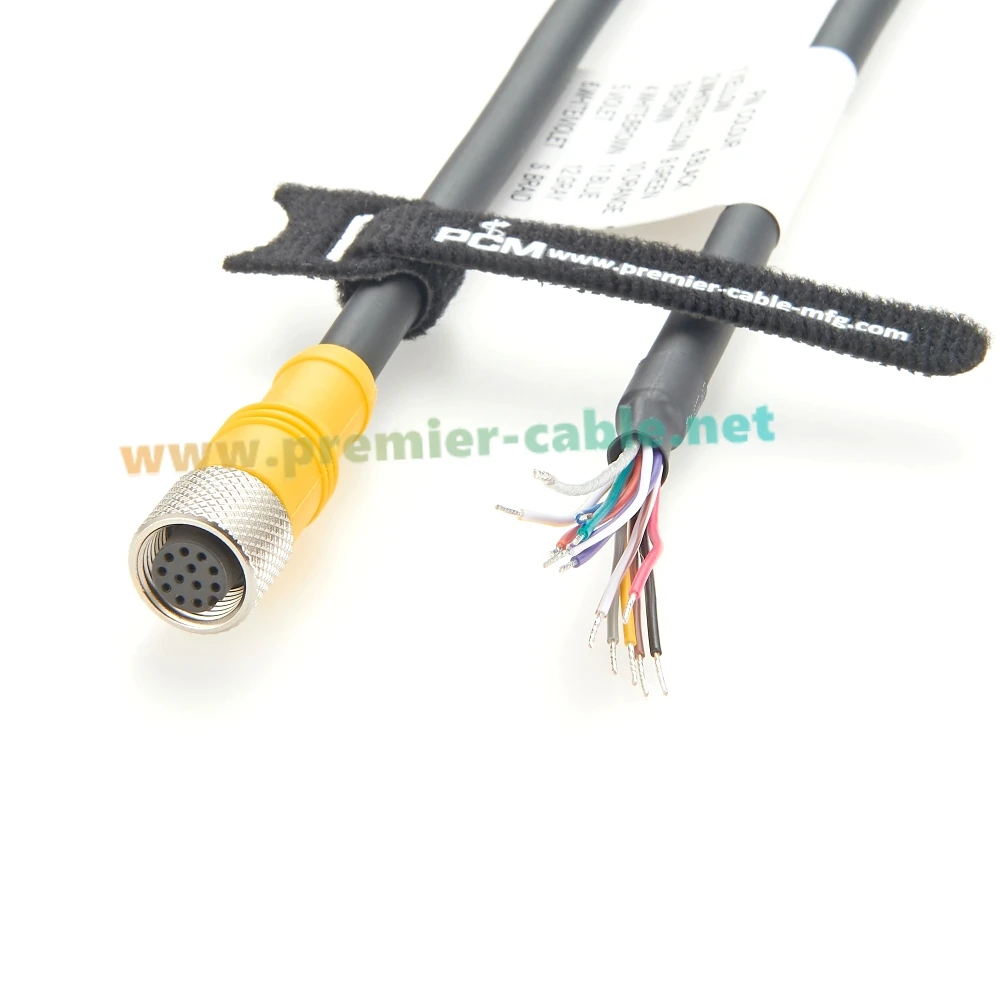 M12 12Pin Female To Flying Lead Cable M12 A Code GPIO Power I/O Trigger Cable High Flex Compatible Congnex CCB-PWRIO-05