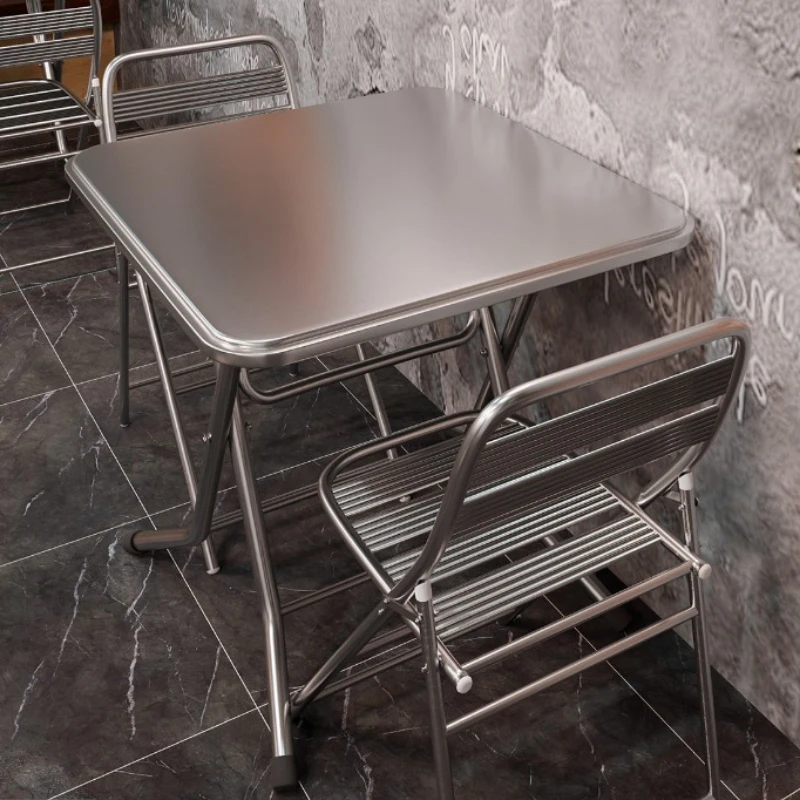 Commercial Stainless Steel Folding Table Industrial Style Metal Square Table for Restaurant Coffee