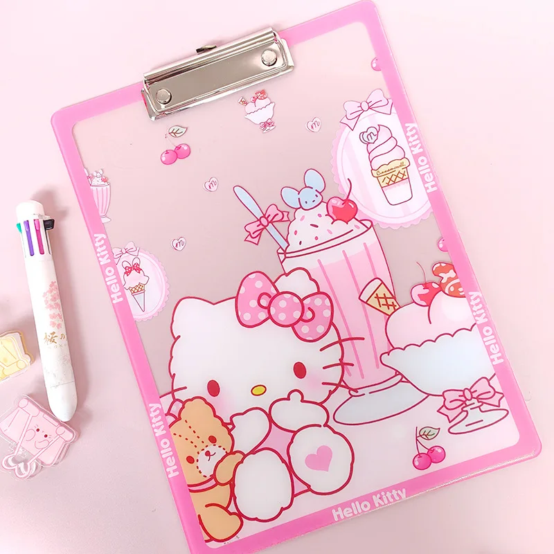 Sanrio Hallo Kitty Kuromi Cinna moroll Melodie A4 Ordner Farbdruck Test Papier Aufbewahrung ordner Student Schreib block Board Clip