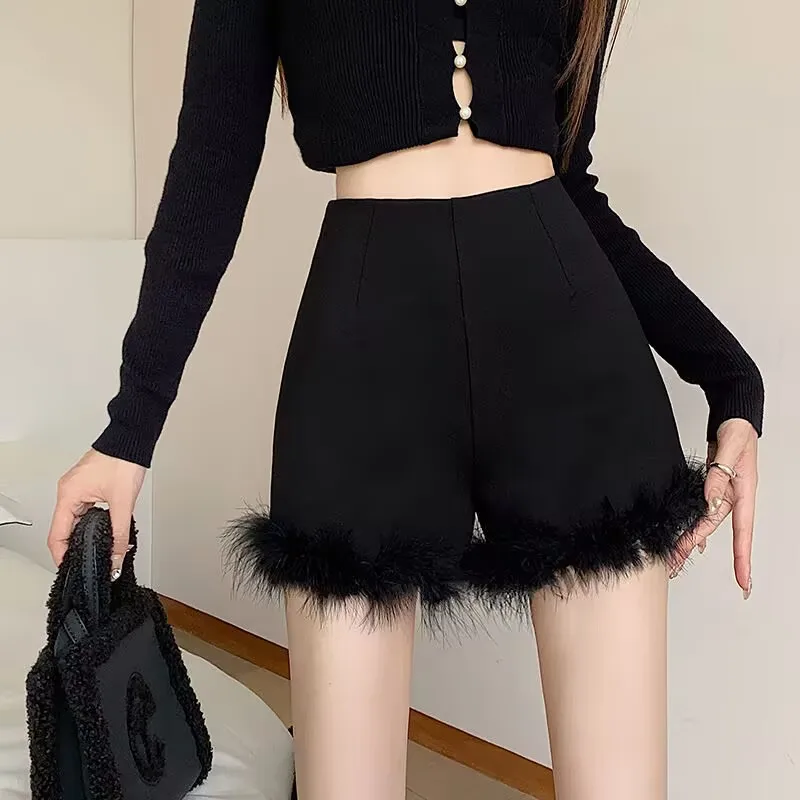 High Waist Shorts Spring Summer Thin Cloth Shorts Women Femme Hot Pants Ladies Black Shorts Korean Style Boots Pants 2025