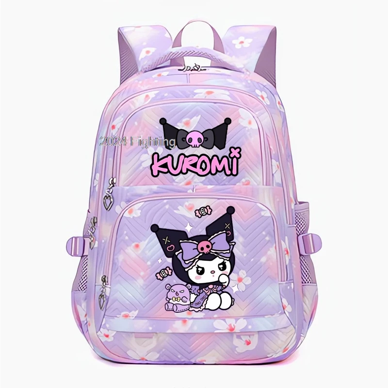 Purple Kuromi School Bags Girls School Backpack Kawaii Cartoon Printed School bag Cute Girls School Supplies