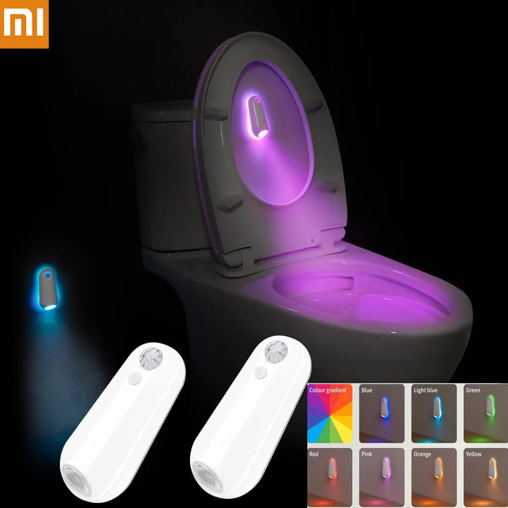

Xiaomi ночник для унитаза с датчиком движения, светильник для унитаза, 500 мАч, аккумулятор, USB-настенный светильник, RGB, водонепроницаемый декор комнаты