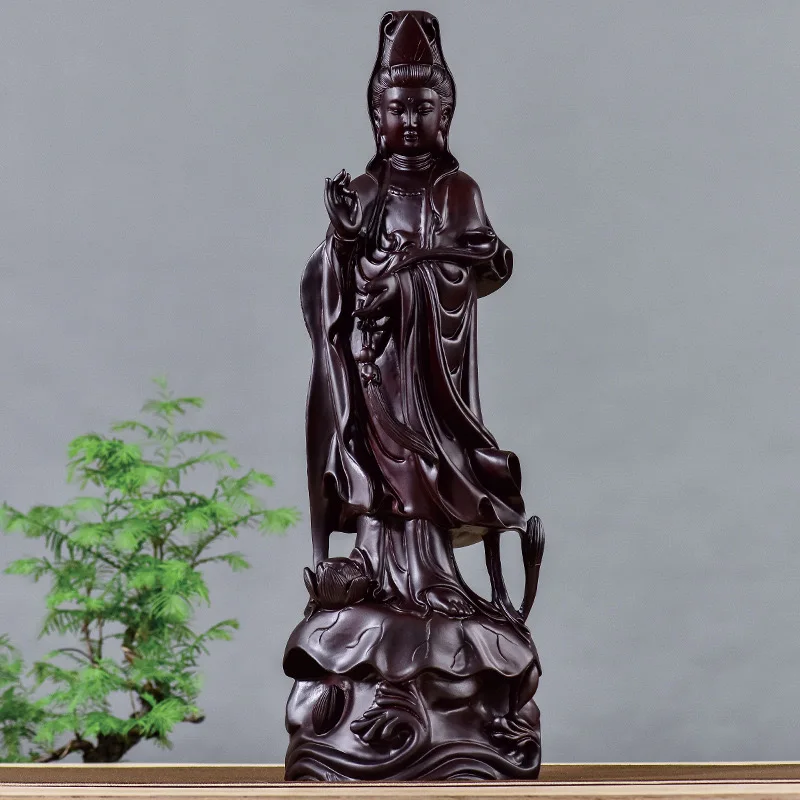 

30CM Large Southeast Asia HOME Family TOP Spiritual Guanyin Buddha God bless safe good luck Rosewood Handmade carving art statue