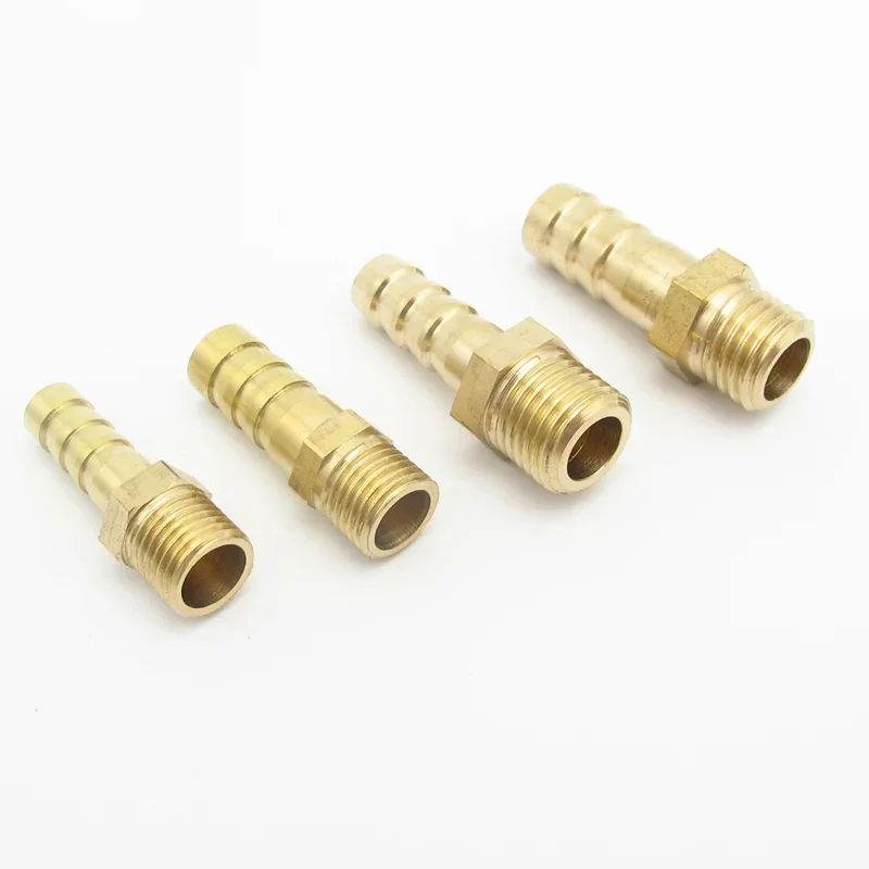 4Mm 6Mm 8Mm 10Mm 12Mm OD Hose Barb X M8 M10 M12 M14 M16 M18 Metrik Male Thread Kuningan Pipa Fitting Connector Adaptor Splicer