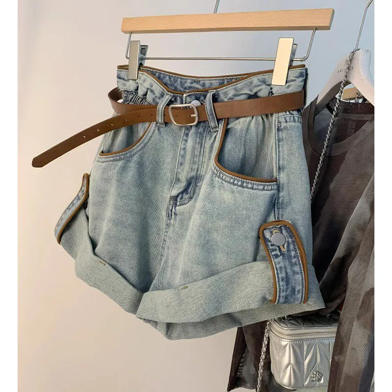 Crimped Denim Shorts Women's Summer 2026 New High Waist Slim Casual Joker Wide Leg A Word Commuter Hot Pants Tide