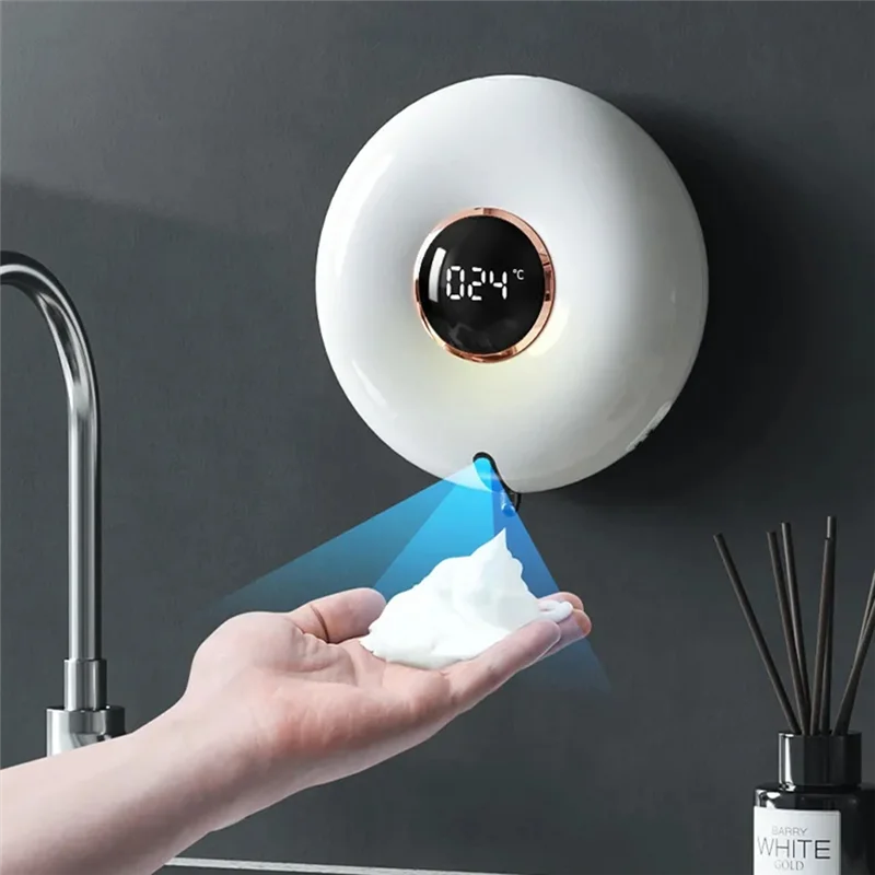 ABGR-موزع الصابون الأوتوماتيكي 300 مللي USB قابل للشحن آلة الرغوة الذكية Touchless LED عرض الاستشعار موزع الصابون الرغوي Easy Inst