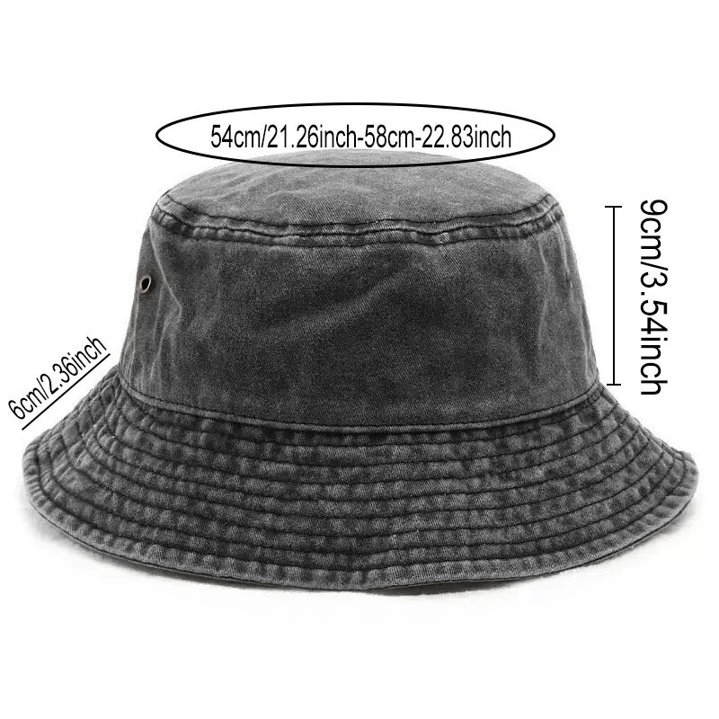 ITALIA Adjustable, Breathable, High-quality Fisherman Hat with a Vintage Effect- Black, Perfect for Outdoor Activities, Outdoor