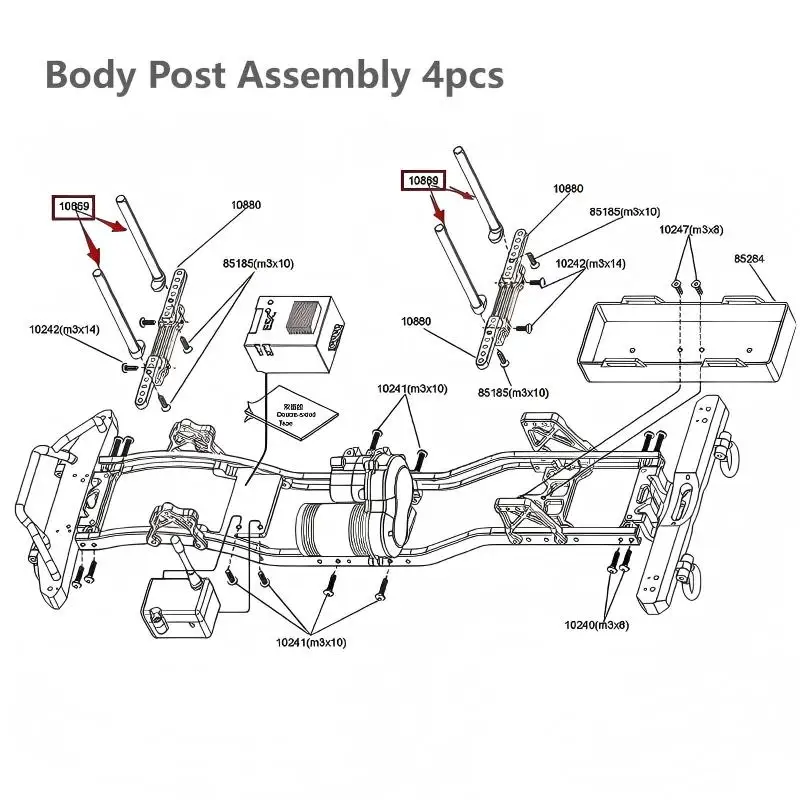 VRXレーシング4WD RCカーボディポストセット10869 VRXリモートコントロール玩具に適合 ホビーグレードカーアクセサリー 14歳以上および大人向け