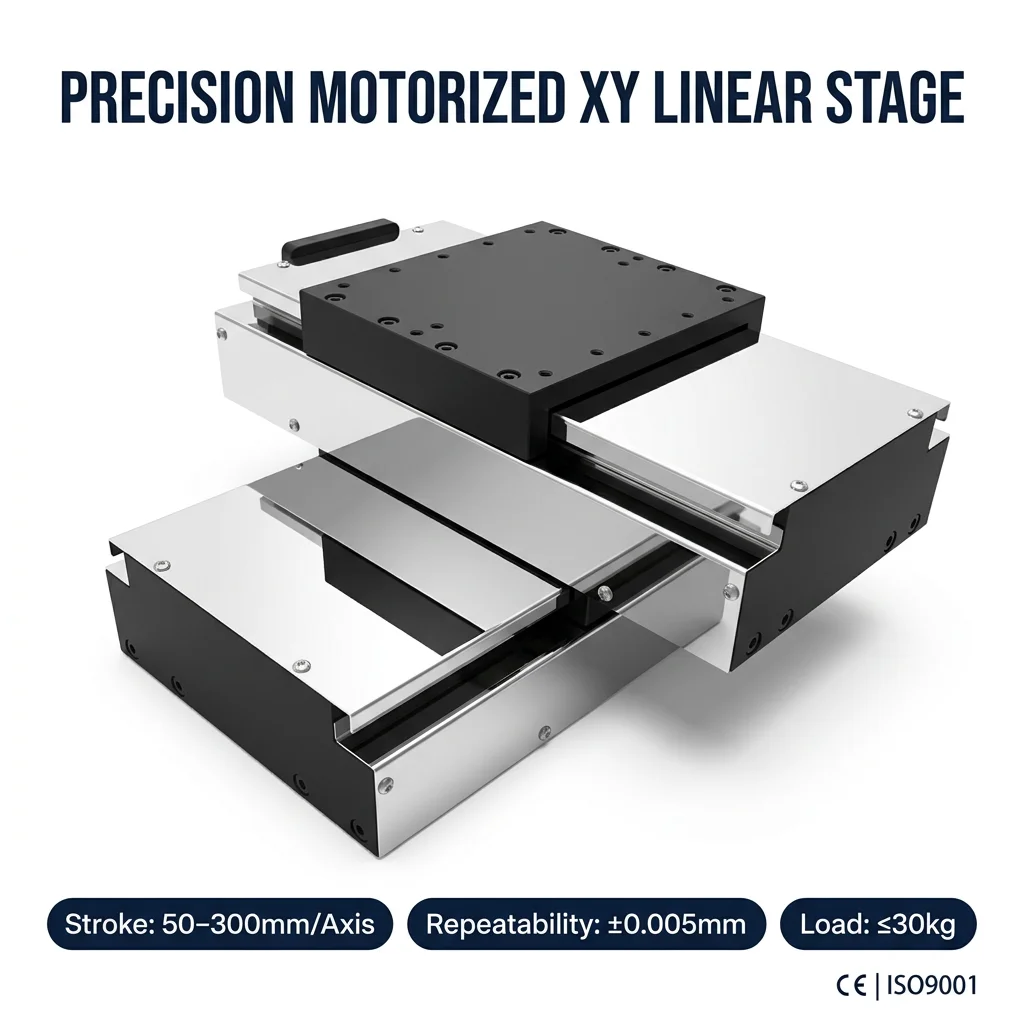 Custom Precision Motorized  Linear Stage Two Axis Ball Screw Slide Table Stainless Steel Body For Laser Processing