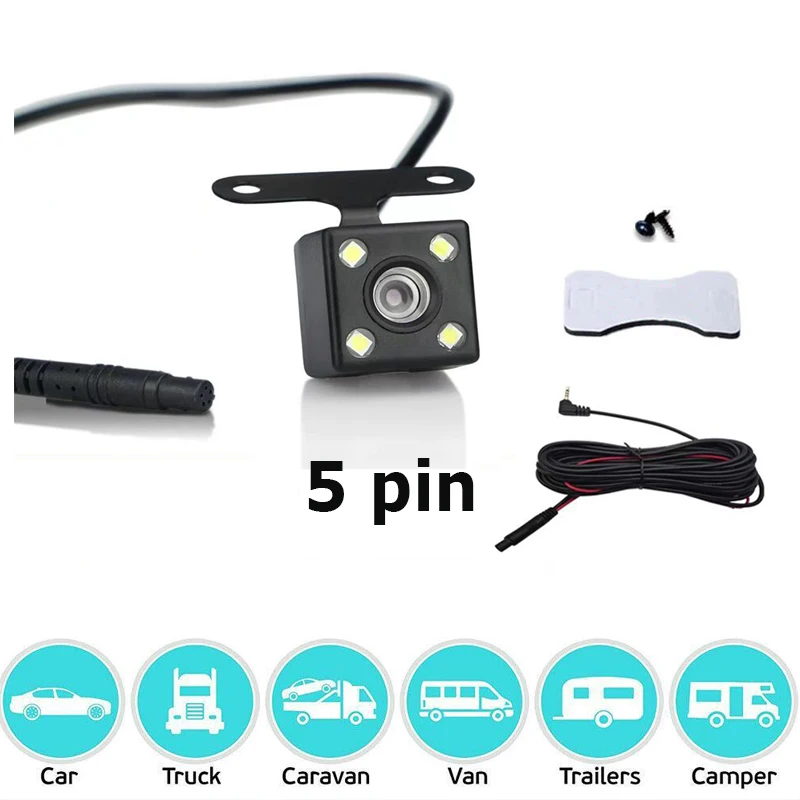 Dashcam Universal rear camera HD Universal rearview mirror 4-hole waterproof 4-core 170% night vision back-up image rear lens