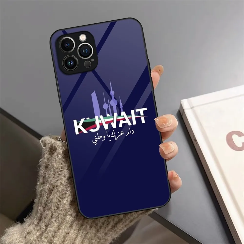 Kuwait Passport Flag Map Phone Case For iPhone 13 15 14 12 11 Pro XS Max Plus Mini X XR 8 7 6s SE2020 Tempered Glass Coque