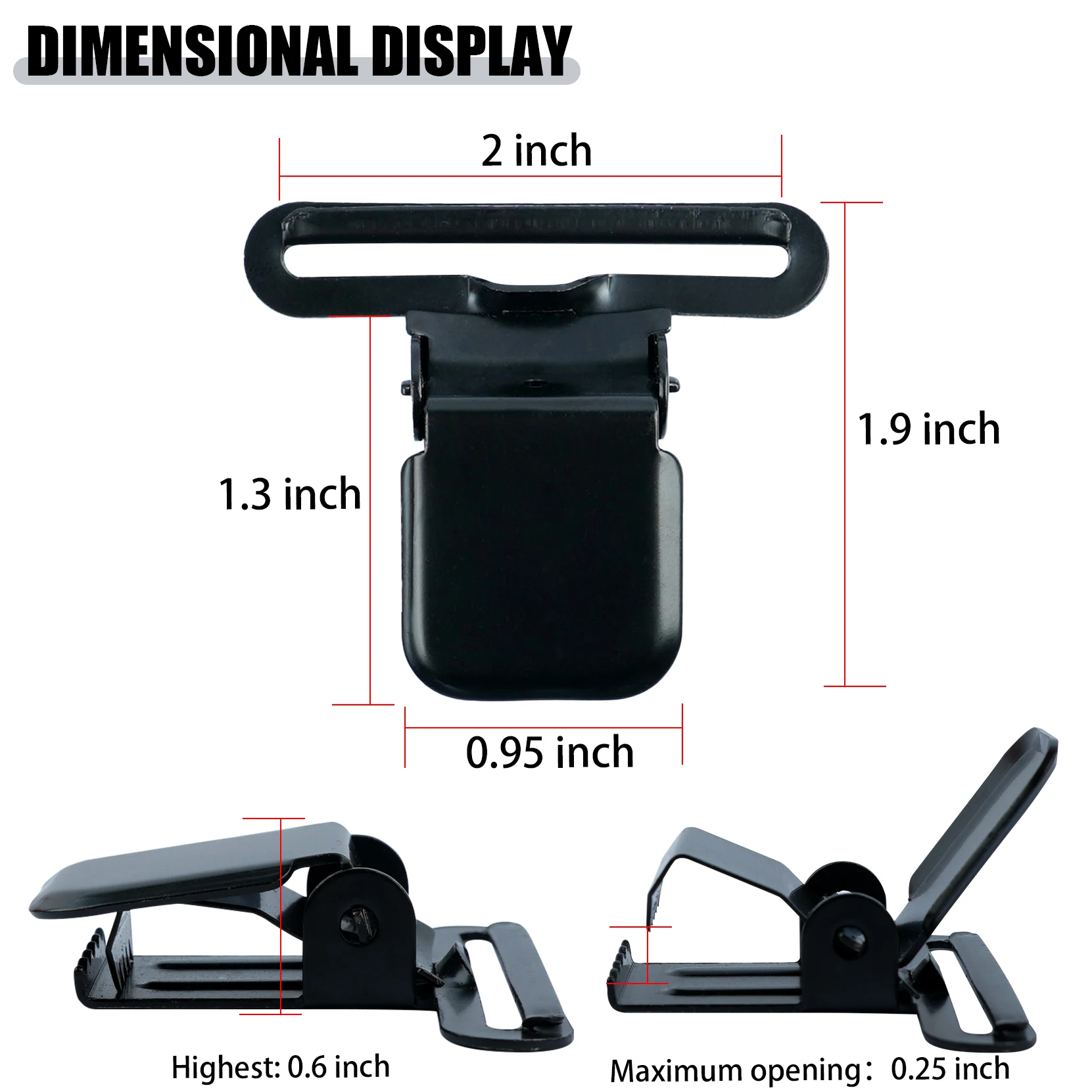 Kunn clipes de suspensórios de metal de 2 polegadas, clipes de fixação resistentes de substituição