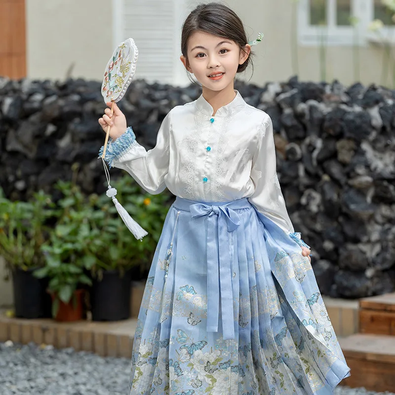 

Girls Hanfu Horse-face Skirt Set Baby Tang Suit Children Ancient Chinese Traditional Costume Kids Vintage Chinese Clothes