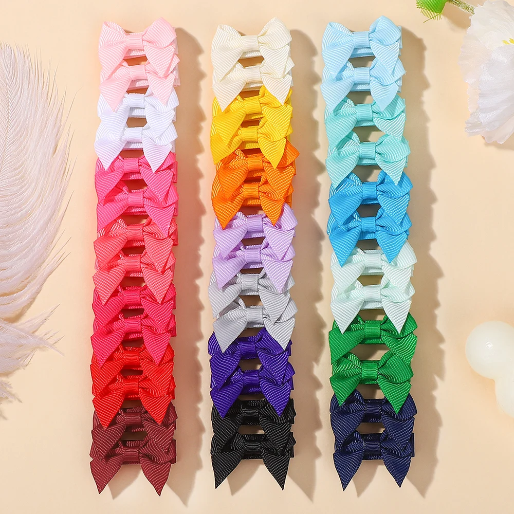 

40pcs/Set Cute 1.3'' Mini Hair Bows for Baby Girls Handmade Ribbon Bowknot Clips Toddler Kids Hair Accessories Headwear