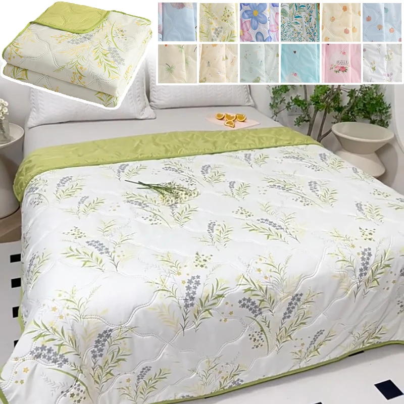 

Summer Cooling Quilt Air Conditioning Comforter Thinly Skin Friendly Blanket Machine Washable for Single Double Bed All Season