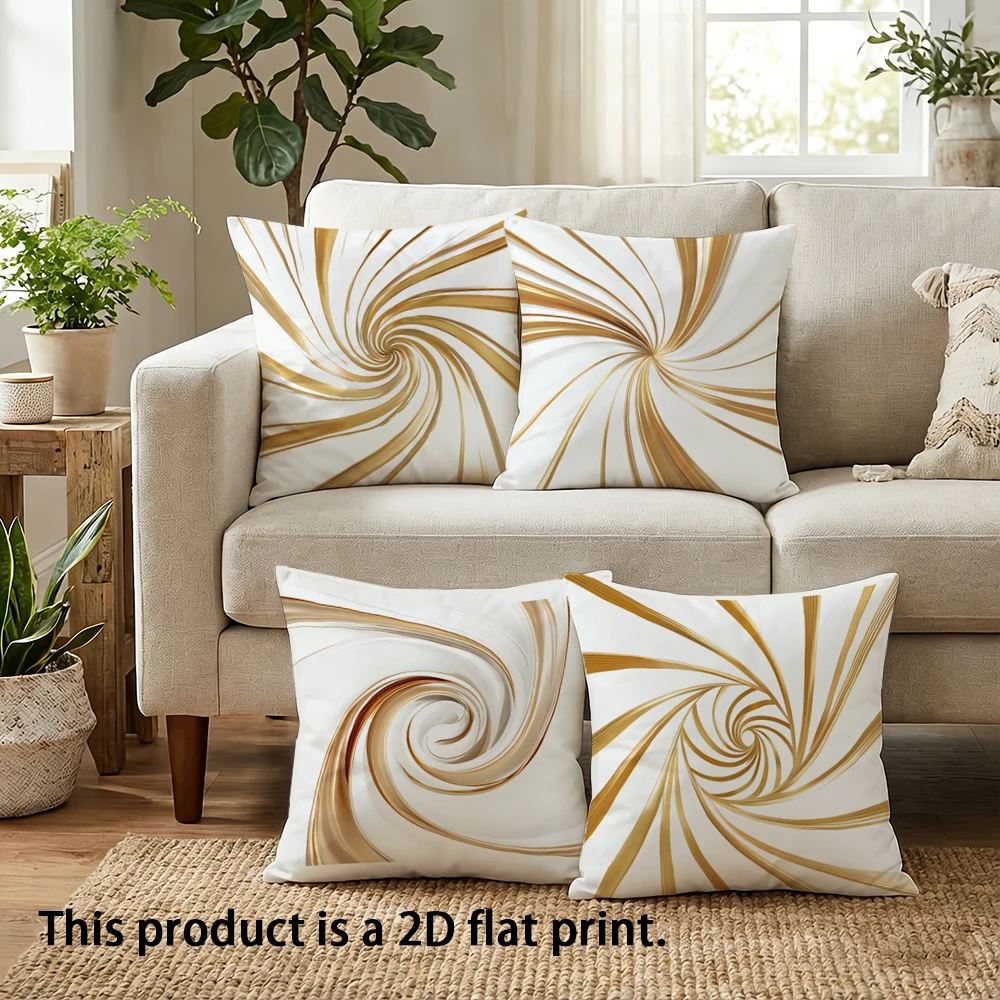 1pc  Gold Swirl Print Throw Pillow Covers Modern Luxury Neutral Tone Cushion Cases for Home Living Room Bedroom Sofa