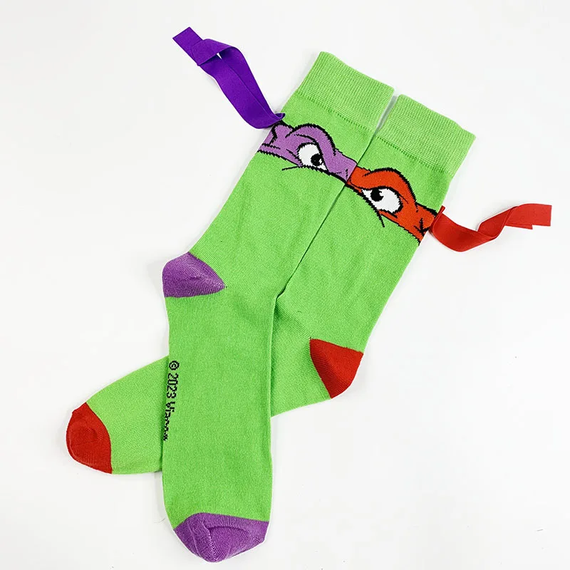 Teenage Mutant Ninja Turtles Socks Cartoon Character  AB Style Men and Women Sewing Ribbon Couple Socks Middle Tube Socks