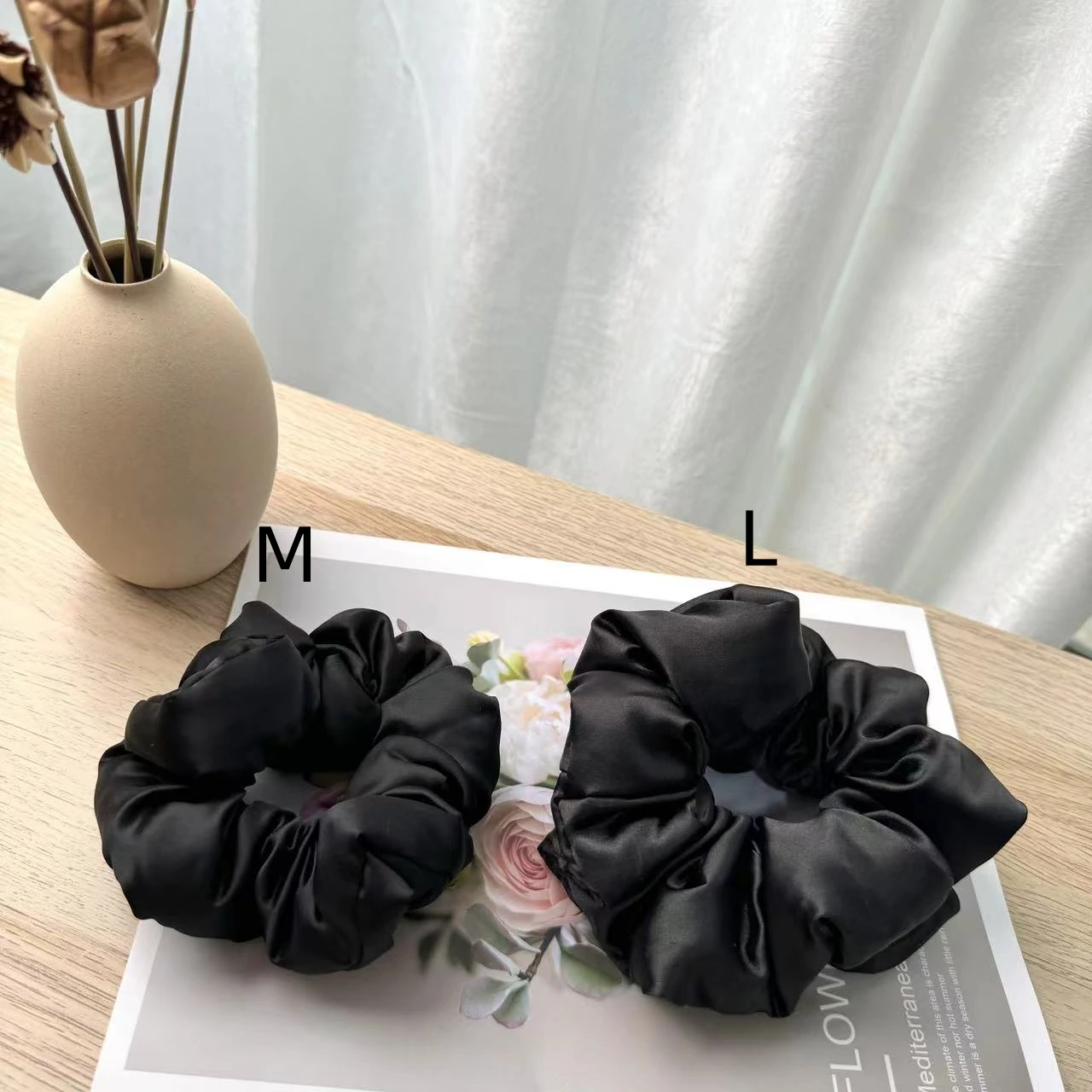 Large Scrunchies With Cottons in Scrunchy for Hair Headwear Hair Accessories Black Hair Ties Elastic