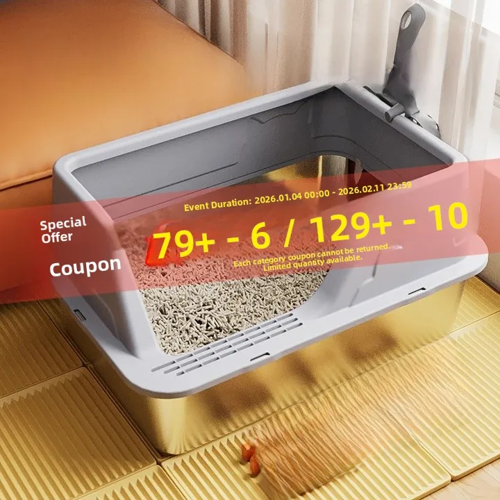 

Очень большой ящик для мусора из нержавеющей стали, полузакрытый унитаз с защитой от опрокидывания, специально для больших принадлежностей для домашних животных, кастрюля с песком