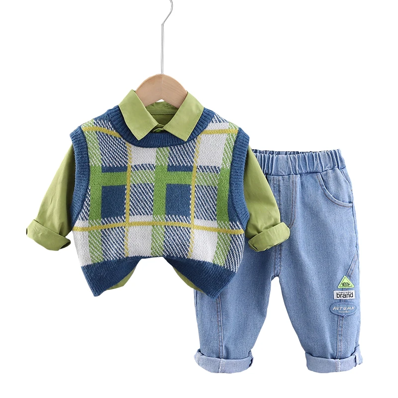 Spring Baby Boys Clothing Sets Kids Vest Shirt Jeans 3 Pieces Suit Infant Clothes Outfits Children Casual Sportswear 1-4 Years