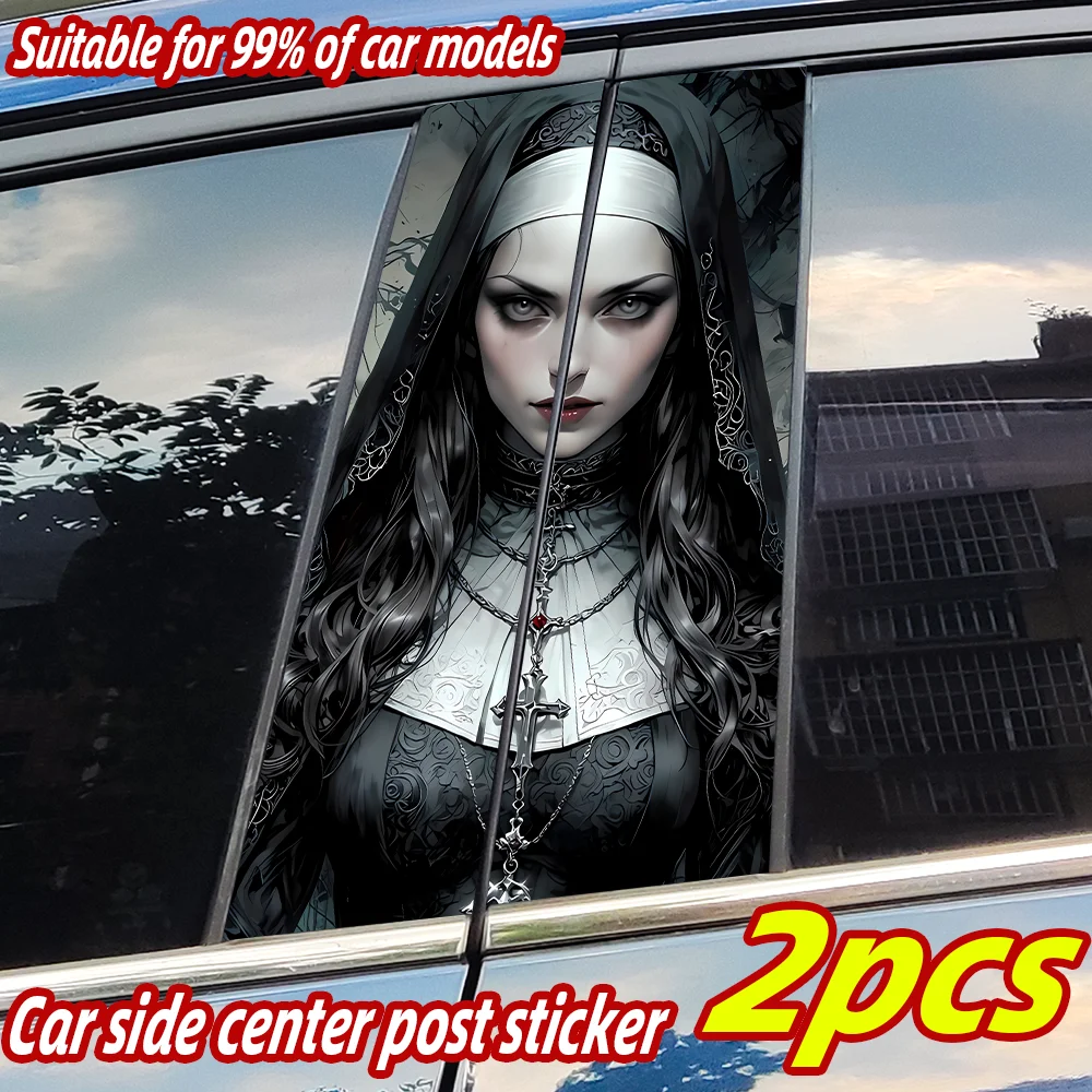 

Gothic Nun Sister Car Stickers Auto B-pillar Car Center Column Decor Cover Scratches Waterproof Sunscreen Vinyl Decal Accessorie