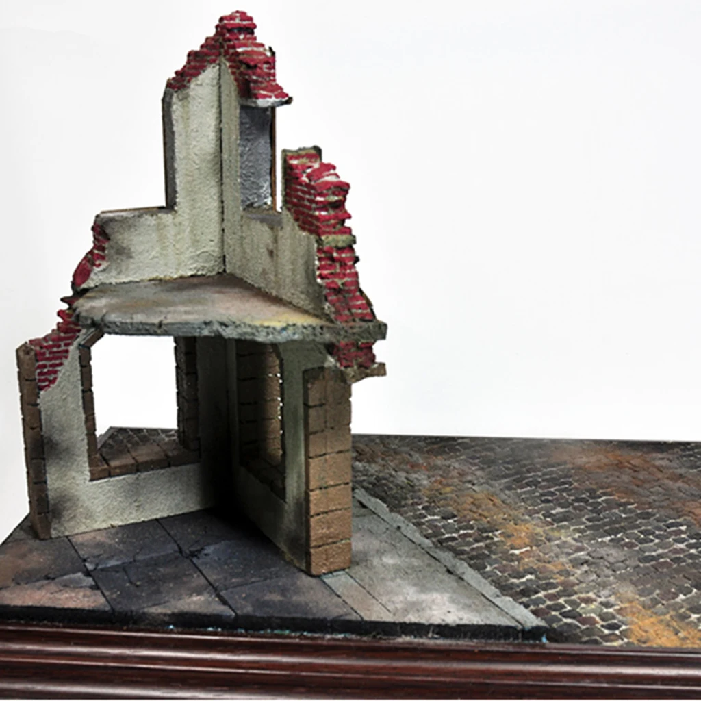 1:35 Scale Ruins Corner House for Sand Table Diorama Scenery