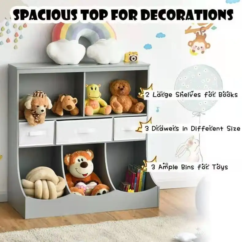 Multifunction Baby Indoor Bookshelf  Storage Box Cabinet Children Toys Storage Book Shelf Bookcase Kids Furniture