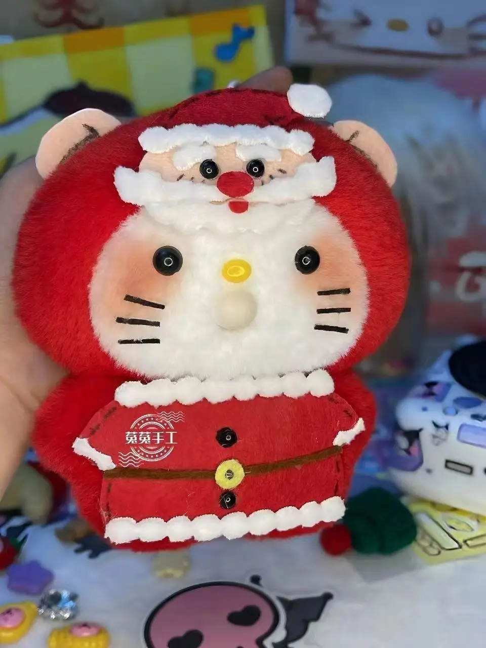 Hello Kitty chirrido escupir muñeca de burbujas Santa Claus alce Hello Kitty hecho a mano diy material paquete colgante muñecas grabables