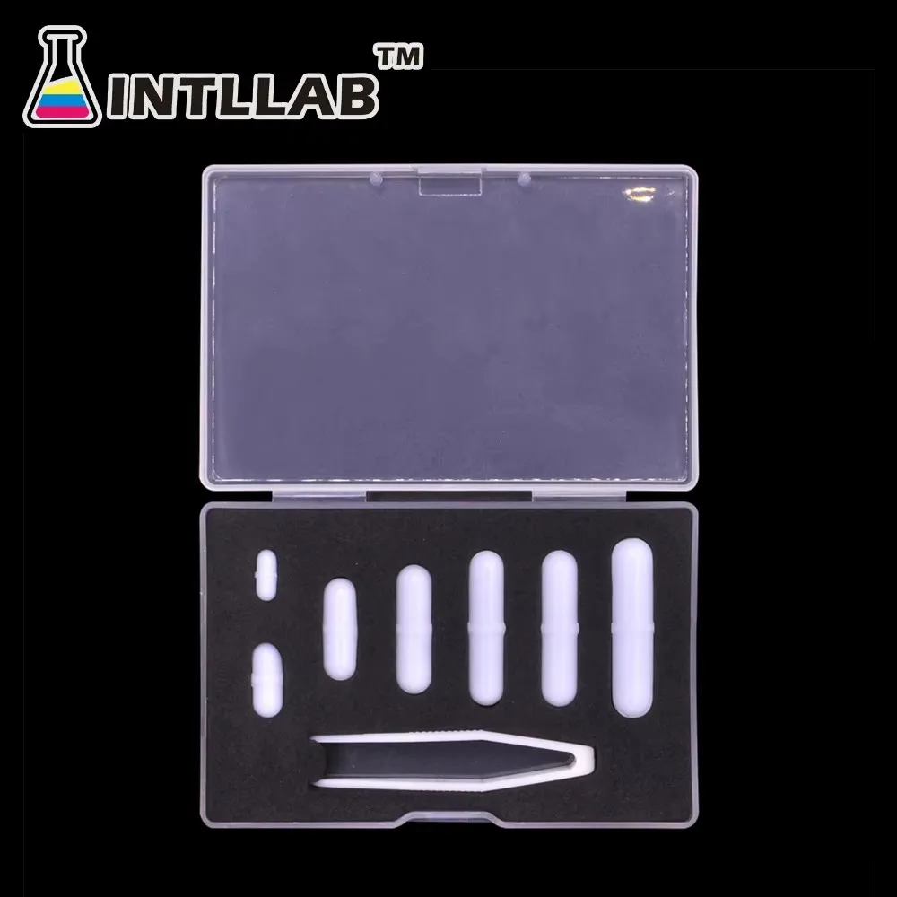 INTLLAB 7pcs Mixed Size PTFE Magnetic Stir Bars - TYPE-C Lab Stirrer Mixer, Chemical Resistant High Temp Resistant