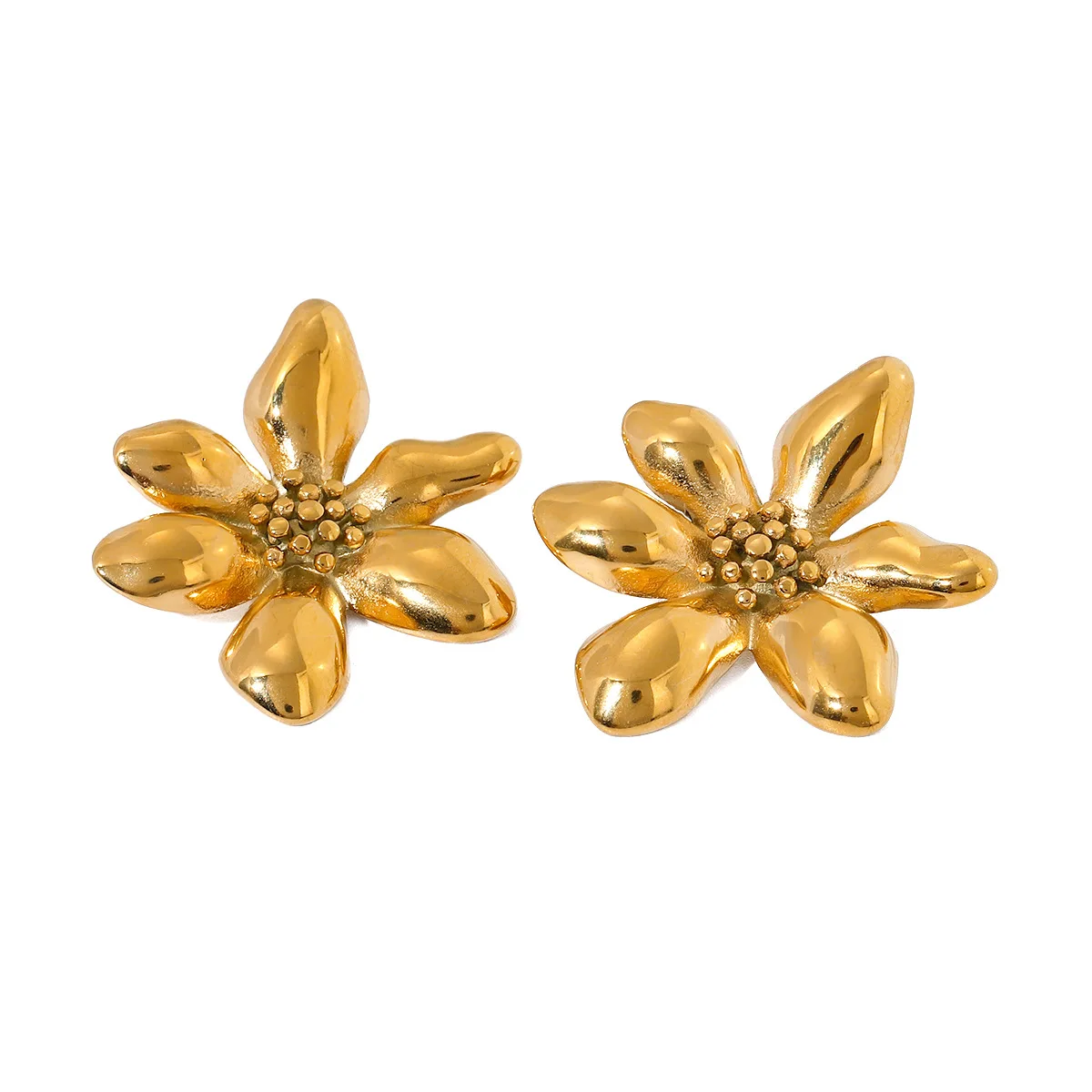 

Stainless Steel PVD 18K Gold Plated Tarnish Flower Stud Earrings For Woman Jewelry Wholesale INS